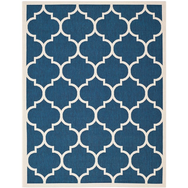 Pemberly Row Polypropylene Navy Indoor Outdoor Rug - 9' x 12'