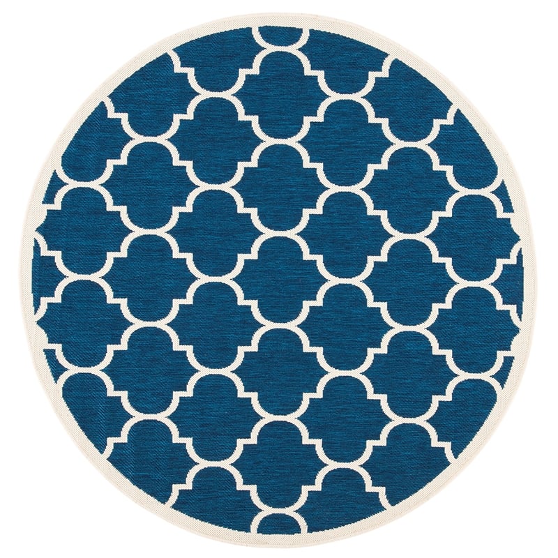 Pemberly Row Polypropylene Navy Indoor Outdoor Rug - Round 5'3