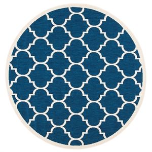 Pemberly Row Polypropylene Navy Indoor Outdoor Rug - Round 5'3&quot