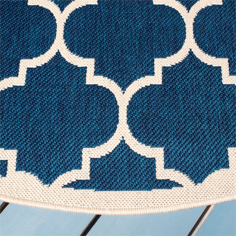 Pemberly Row Polypropylene Navy Indoor Outdoor Rug - Round 6'7