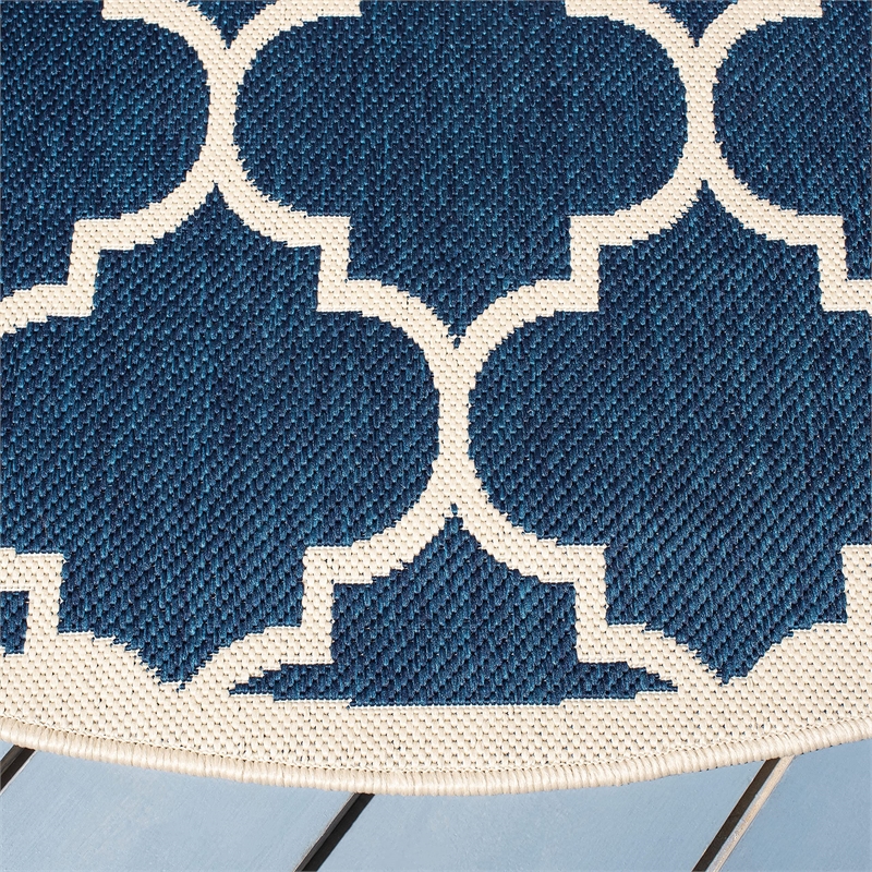Pemberly Row Polypropylene Navy Indoor Outdoor Rug - Round 6'7