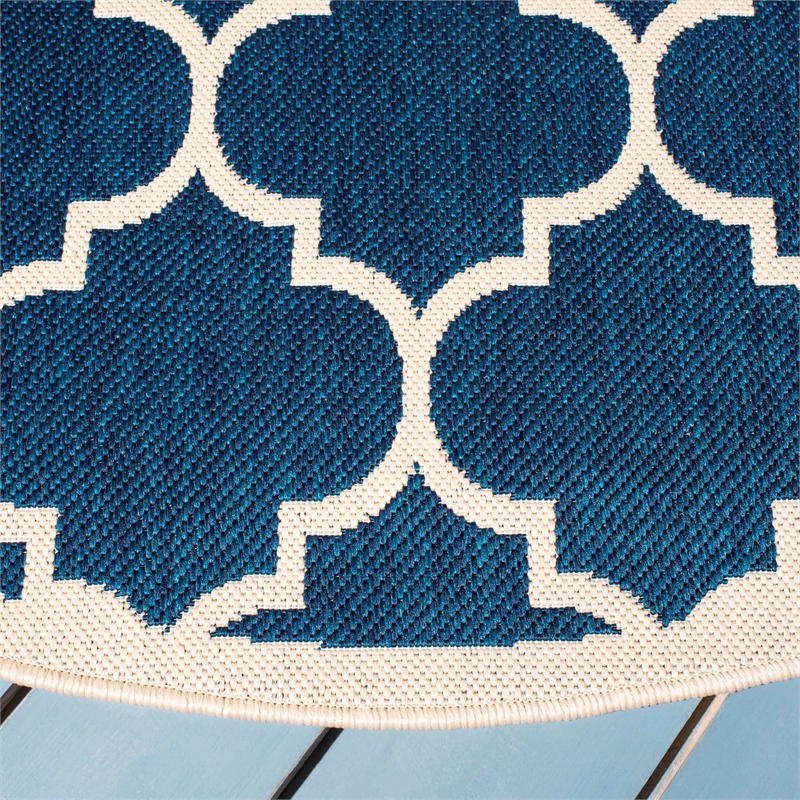 Pemberly Row Polypropylene Navy Indoor Outdoor Rug - Round 7'