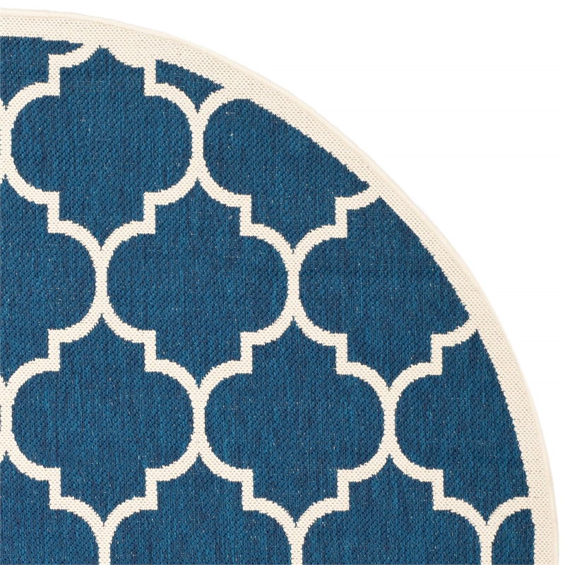 Pemberly Row Polypropylene Navy Indoor Outdoor Rug - Round 7'