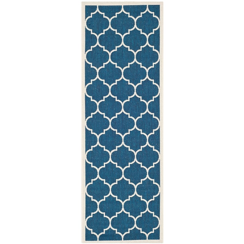 Pemberly Row Polypropylene Navy Indoor Outdoor Rug - Runner 2'3