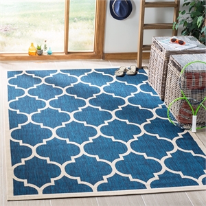 Pemberly Row Polypropylene Navy Indoor Outdoor Rug - Square 4'