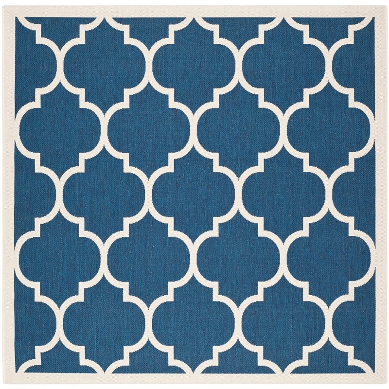 Pemberly Row Polypropylene Navy Indoor Outdoor Rug - Square 4'