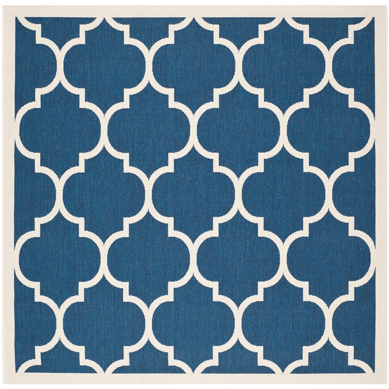 Pemberly Row Polypropylene Navy Indoor Outdoor Rug - Square 5'3