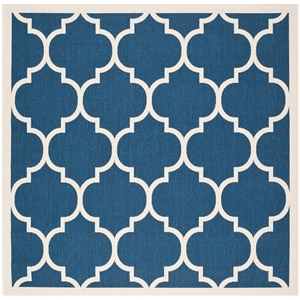 Pemberly Row Polypropylene Navy Indoor Outdoor Rug - Square 6'7&quot