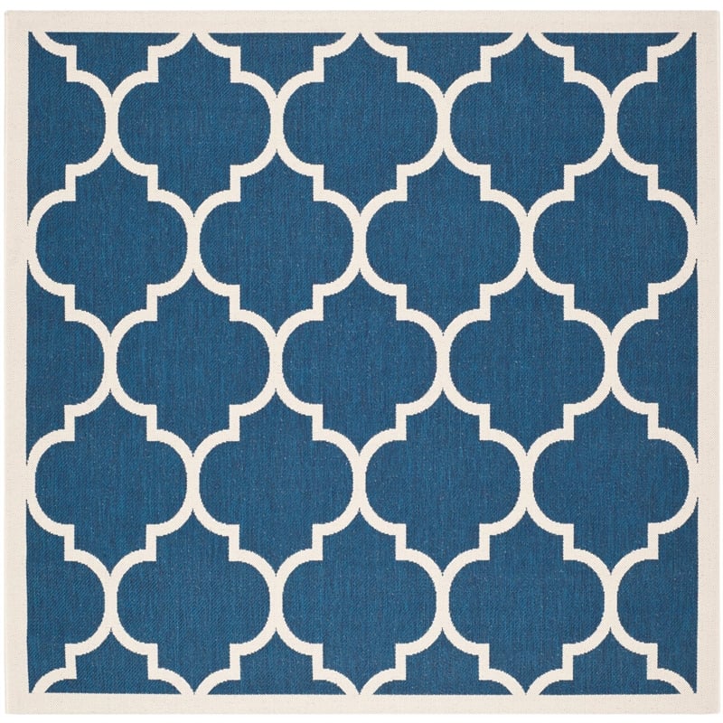 Pemberly Row Polypropylene Navy Indoor Outdoor Rug - Square 7'10
