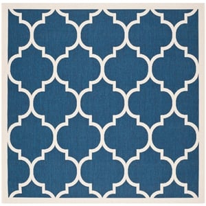 Pemberly Row Polypropylene Navy Indoor Outdoor Rug - Square 7'10&quot