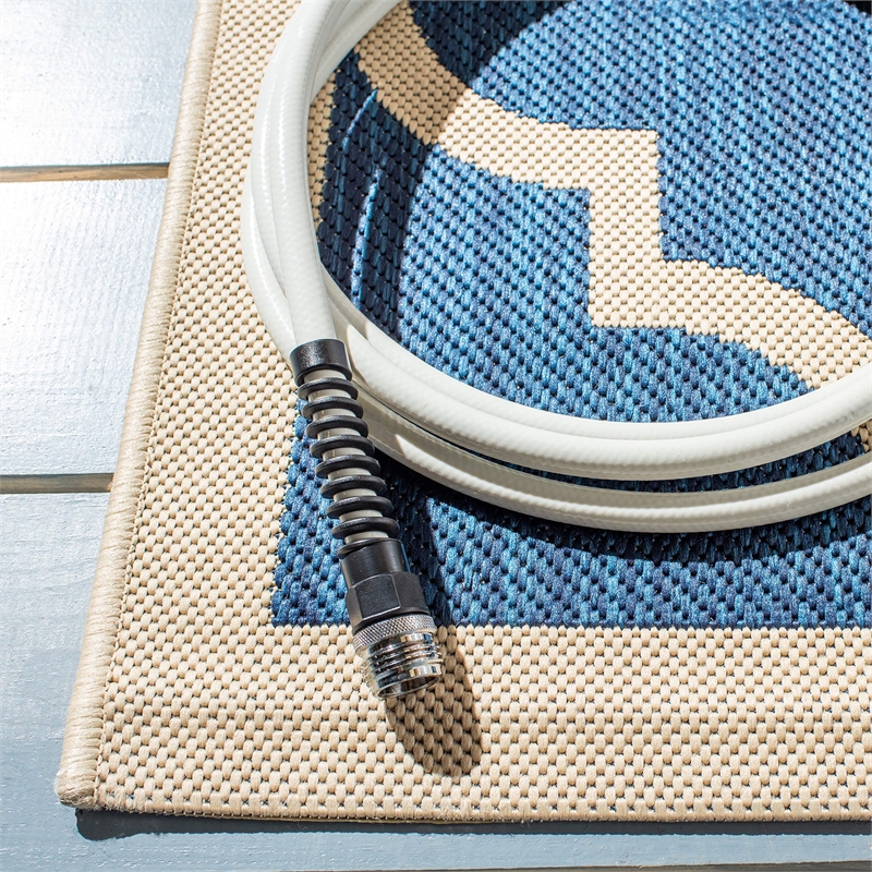 Pemberly Row Polypropylene Navy Indoor Outdoor Rug - Square 7'10