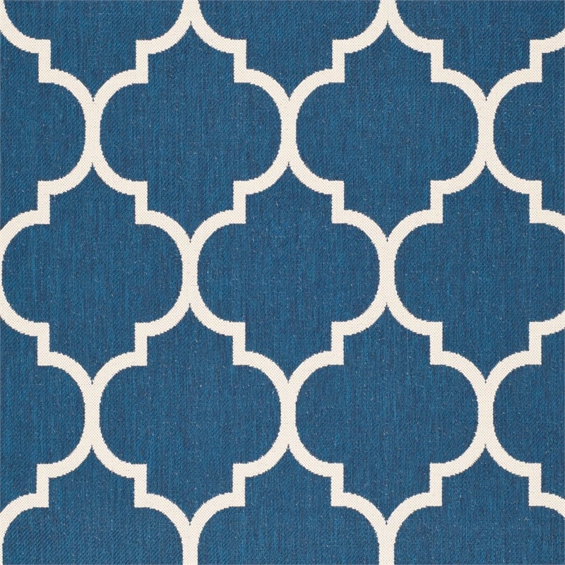 Pemberly Row Polypropylene Navy Indoor Outdoor Rug - Square 7'10