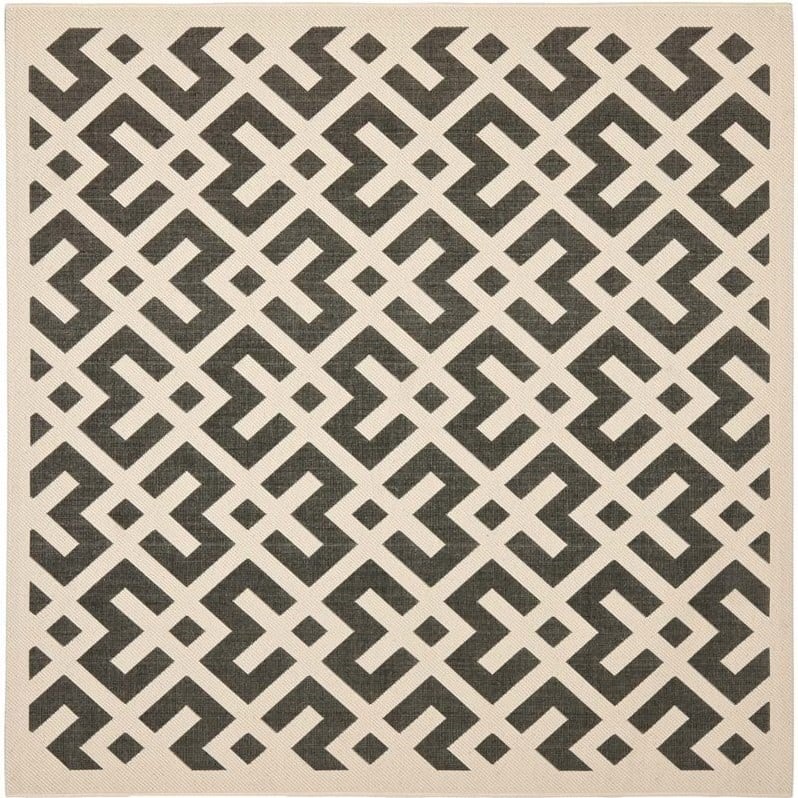 Pemberly Row Polypropylene Black Indoor Outdoor Rug - Square 4'