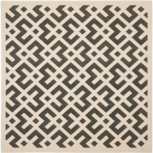 Pemberly Row Polypropylene Black Indoor Outdoor Rug - Square 4'