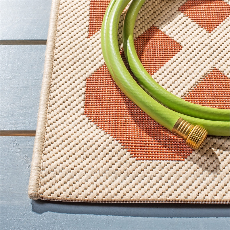 Pemberly Row Polypropylene Terracotta Indoor Outdoor Rug - Square 4'