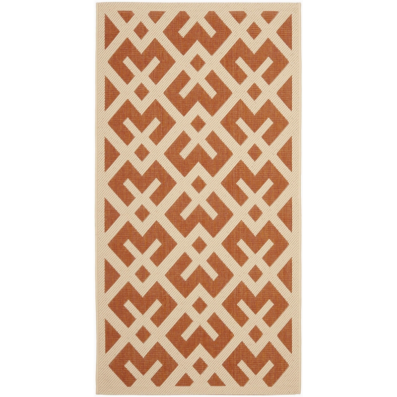 Pemberly Row Polypropylene Terracotta Indoor Outdoor Rug - Square 5'3