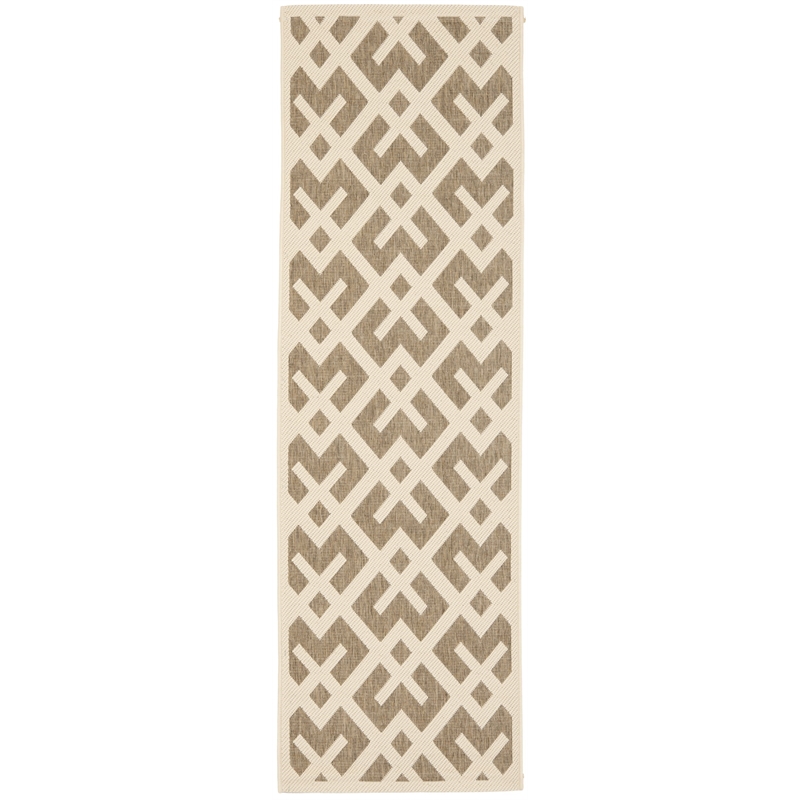 Pemberly Row Polypropylene Brown Indoor Outdoor Rug - Runner 2'4