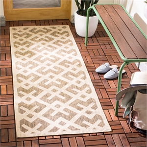 Pemberly Row Polypropylene Brown Indoor Outdoor Rug - Runner 2'4&quot x 14'