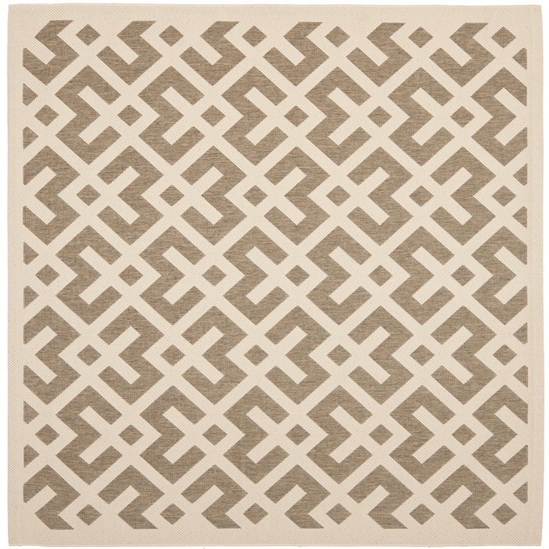 Pemberly Row Polypropylene Brown Indoor Outdoor Rug - Square 5'3