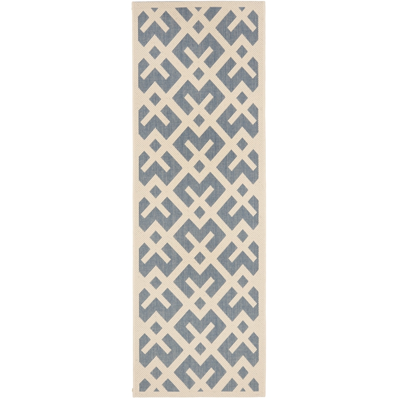 Pemberly Row Polypropylene Blue Indoor Outdoor Rug - Runner 2'3