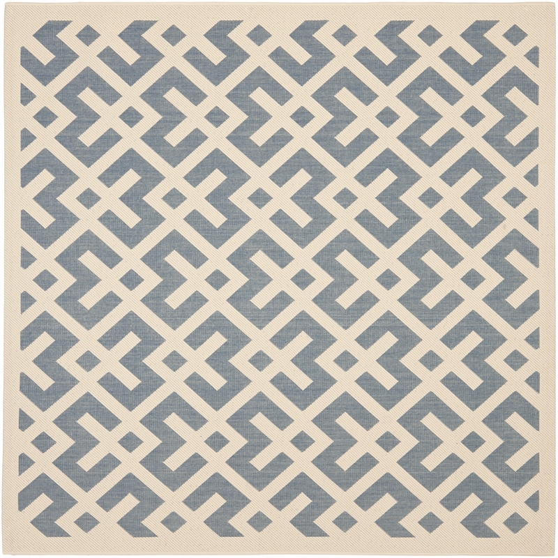 Pemberly Row Polypropylene Blue Indoor Outdoor Rug - Square 4'