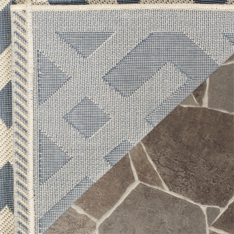 Pemberly Row Polypropylene Blue Indoor Outdoor Rug - Square 4'