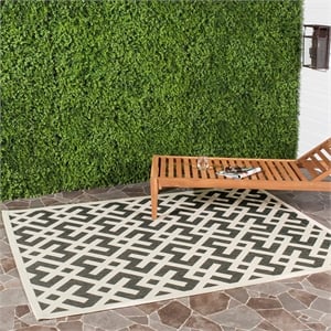 Pemberly Row Polypropylene Blue Indoor Outdoor Rug - Square 5'3&quot