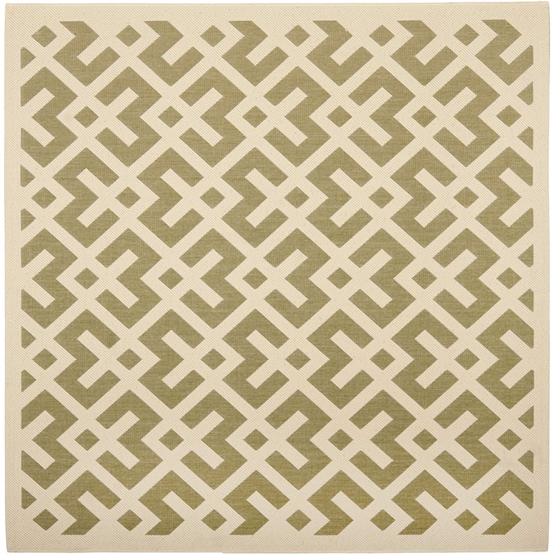 Pemberly Row Polypropylene Green Indoor Outdoor Rug - Square 4'