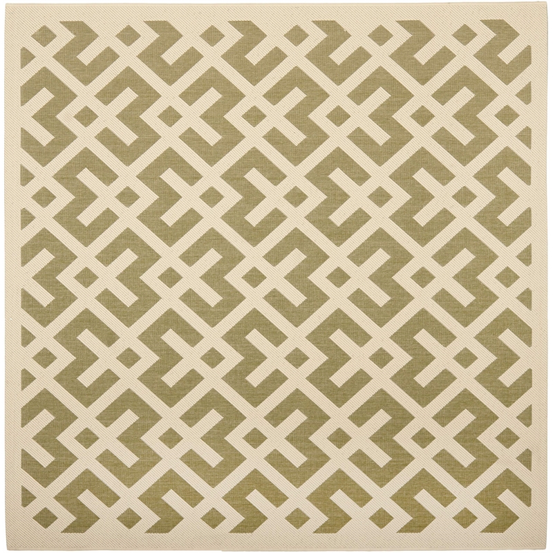 Pemberly Row Polypropylene Green Indoor Outdoor Rug - Square 5'3