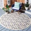 Pemberly Row Polypropylene Grey Indoor Outdoor Rug - Round 4'