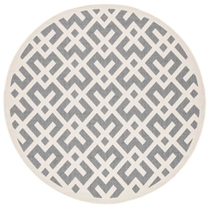 Pemberly Row Polypropylene Grey Indoor Outdoor Rug - Round 7'10&quot