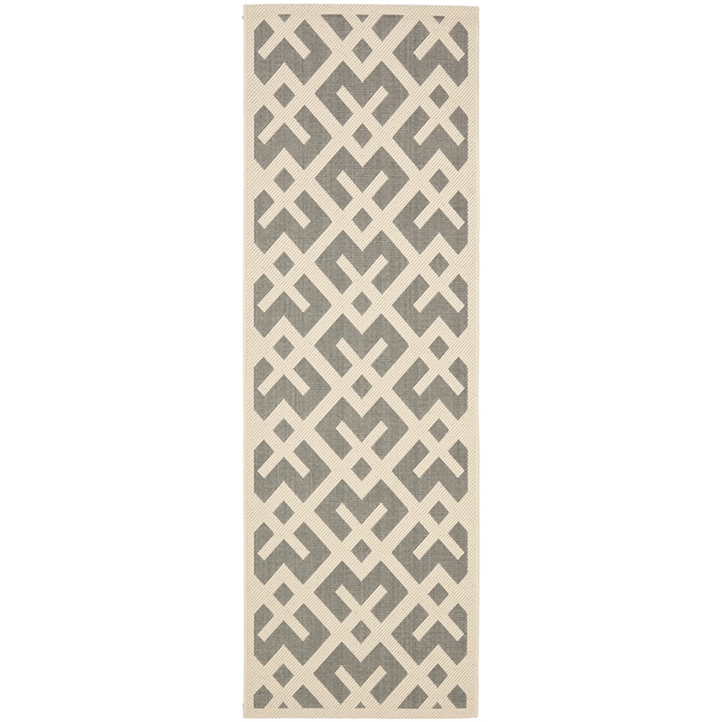 Pemberly Row Polypropylene Grey Indoor Outdoor Rug - Runner 2'3