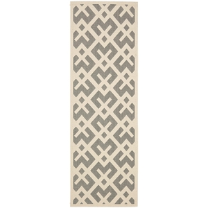 Pemberly Row Polypropylene Grey Indoor Outdoor Rug - Runner 2'3&quot x 8'