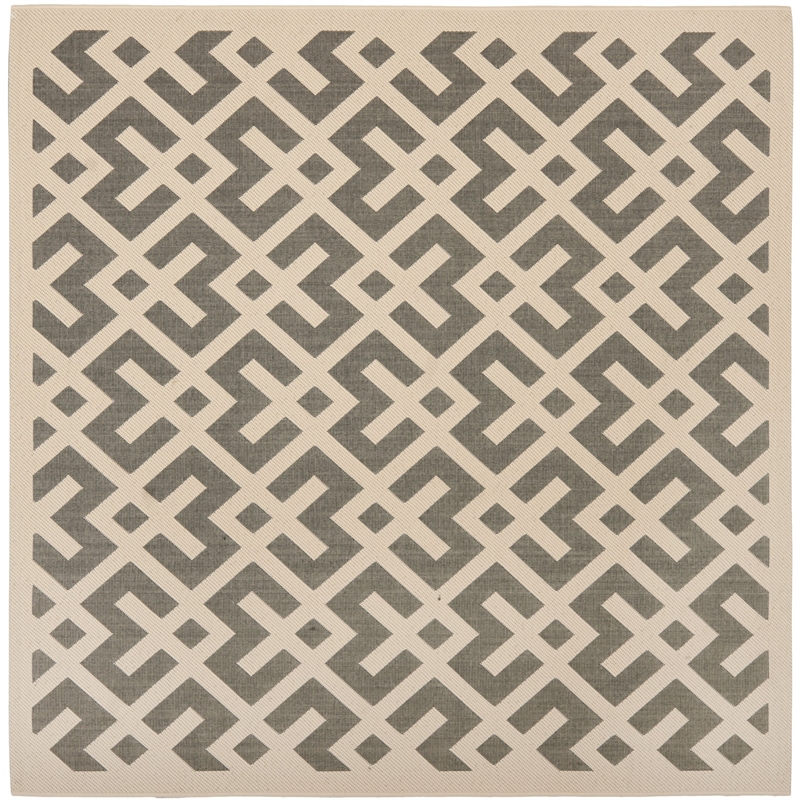Pemberly Row Polypropylene Grey Indoor Outdoor Rug - Square 4'