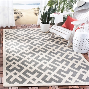 Pemberly Row Polypropylene Grey Indoor Outdoor Rug - Square 7'10&quot