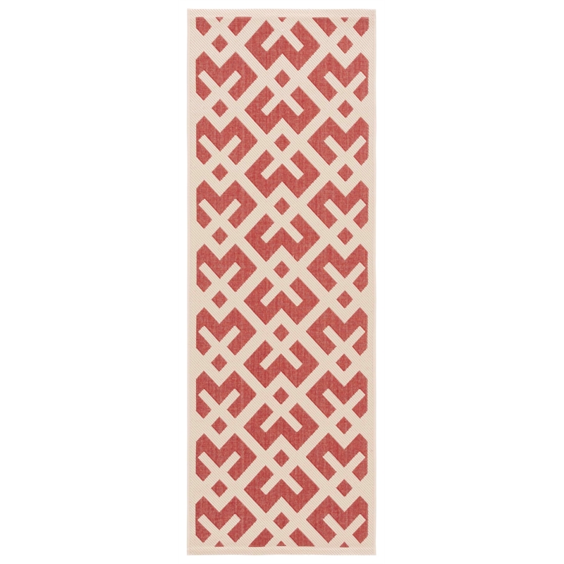 Pemberly Row Polypropylene Red Indoor Outdoor Rug - Runner 2'4