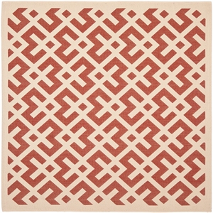 Pemberly Row Polypropylene Red Indoor Outdoor Rug - Square 4'