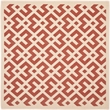 Pemberly Row Polypropylene Red Indoor Outdoor Rug - Square 4'