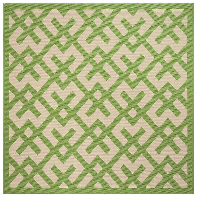 Pemberly Row Polypropylene Beige Indoor Outdoor Rug - Square 4'