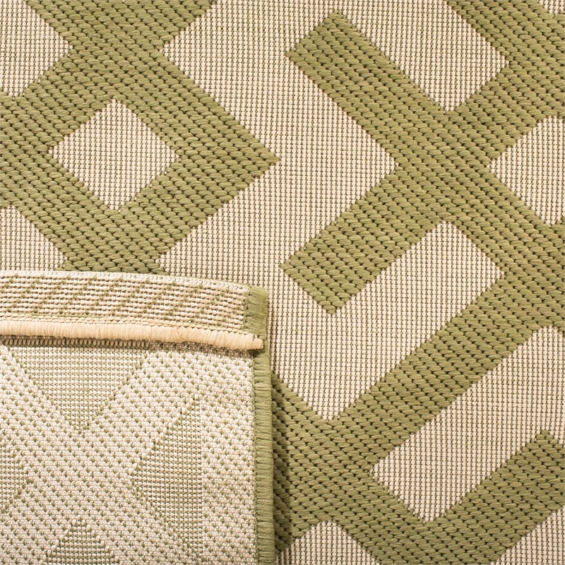 Pemberly Row Polypropylene Beige Indoor Outdoor Rug - Square 4'