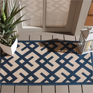 Pemberly Row Polypropylene Navy Indoor Outdoor Rug - 2' x 3'6&quot
