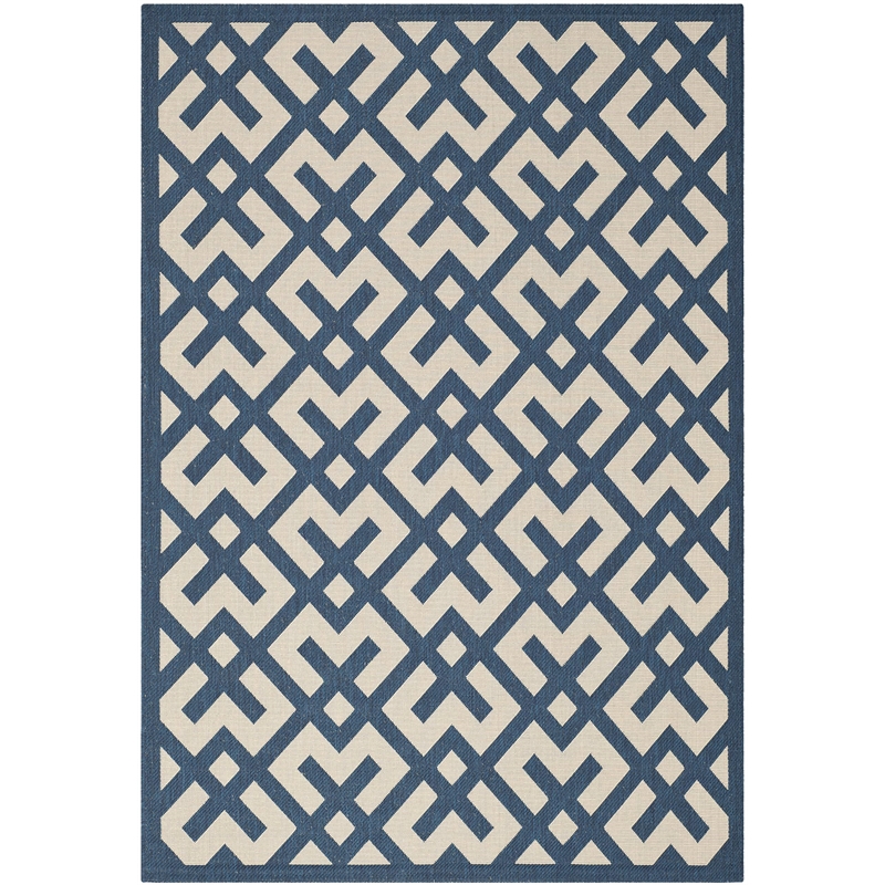 Pemberly Row Polypropylene Navy Indoor Outdoor Rug - 5'3