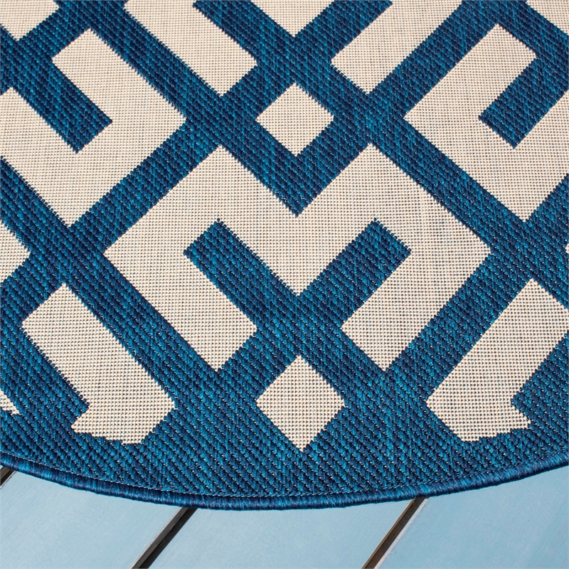 Pemberly Row Polypropylene Navy Indoor Outdoor Rug - Round 5'3