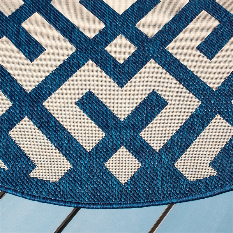 Pemberly Row Polypropylene Navy Indoor Outdoor Rug - Round 6'7