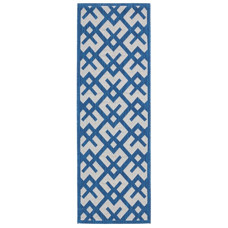 Pemberly Row Polypropylene Navy Indoor Outdoor Rug - Runner 2'3
