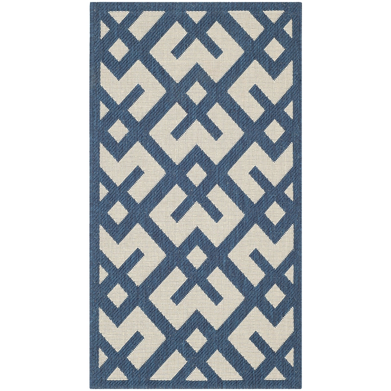 Pemberly Row Polypropylene Navy Indoor Outdoor Rug - Runner 2'7