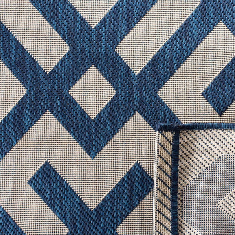 Pemberly Row Polypropylene Navy Indoor Outdoor Rug - Runner 2'7