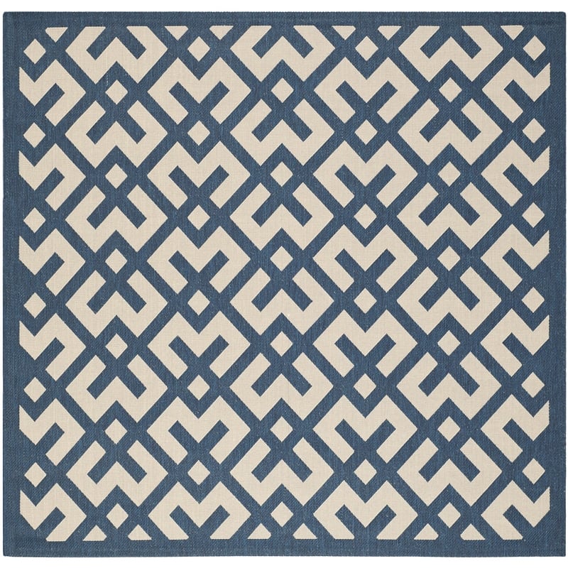 Pemberly Row Polypropylene Navy Indoor Outdoor Rug - Square 6'7
