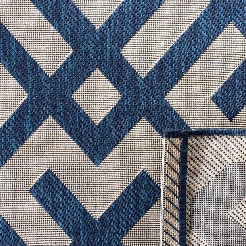 Pemberly Row Polypropylene Navy Indoor Outdoor Rug - Square 6'7