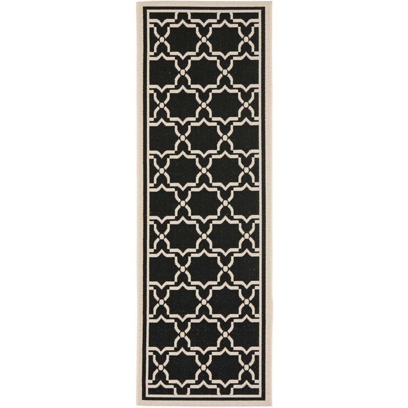 Pemberly Row Polypropylene Black Indoor Outdoor Rug - Runner 2'3